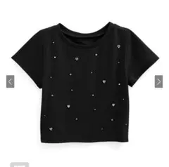 GRL ハートビジューショート丈Tシャツ ブラックのサムネイル