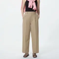 UNIQLO／タックワイドパンツ／ベージュ／Ｌ