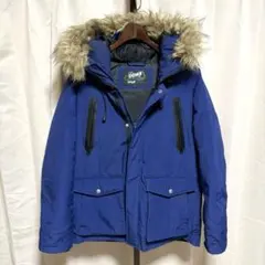 ショット ダウンジャケット S ブルー ファー フードのサムネイル