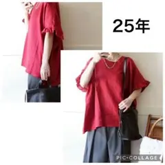 美品 25年 ジャーナルスタンダードラックス 限定 フレンチリネンフリルTOP