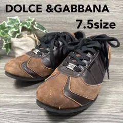 ドルチェ&ガッバーナ　メンズスニーカー　レザー　茶　ロゴ　ローカット　25.5㎝のサムネイル
