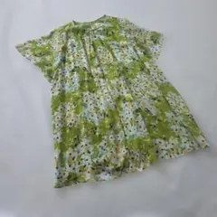 値下げ️⭕️アルファエー 花柄シフォンブラウス チュニック グリーン系のサムネイル