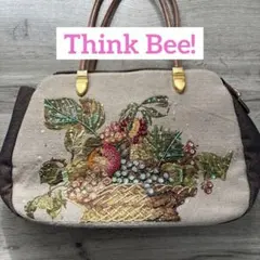 Think Bee! シンクビー ビーズ刺繍 スパンコール ハンドバッグ 風景画 