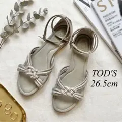 TOD’S トッズ フラットサンダル グレージュ編み込み ノットデザイン26.5のサムネイル