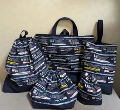 カラフルキャンディスタイル電車柄　入園入学　5点セット　おまけ付き★ハンドメイド