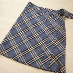 美品 バーバリー ブルーレーベル スカート ノバチェック 水色 青 38