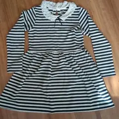 ストライプ柄長袖フレアワンピース150