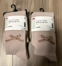 【新品】タイツ 105cm デザインタイツ キッズタイツ 女の子　リボン　双子