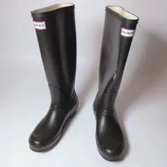 【美品】ハンター レインブーツ 長靴 ロングブーツ ベルト付 24cm