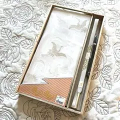 〜新品未使用　帯揚げ帯締めセット 白地 鶴模様　扇子付き〜