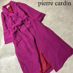 pierre cardin ウール ロゴ刺繍 ショールカラーガウンコート ピンクのサムネイル