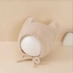 試着のみ★猫耳ボンネット　ベビー　ベージュ