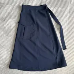 ZARA/ネイビーラップフレアスカート サイドポケット付き