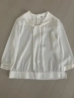 ホワイトリボン付き七分袖　ブラウス