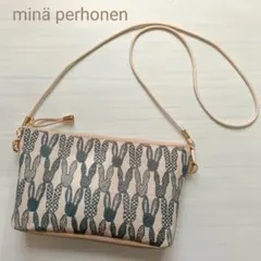 ミナペルホネン　スマホゆったりポシェット　ポンピア　ベージュ　うさぎさん