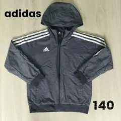 adidas フード付き裏起毛ジャケット ダークブルー 140