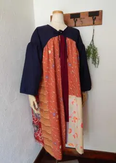 着物・浴衣ヨーク切り替えワンピース 秋桜