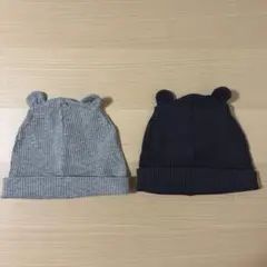 H&M ベビー帽子 2点セット グレー ネイビー