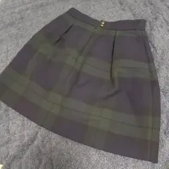 【Anatelier】ネイビーグリーンチェック柄 ミニスカート