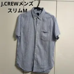 【J.CREW ジェイクルー リネン綿混半袖シャツ ライトブルーM】
