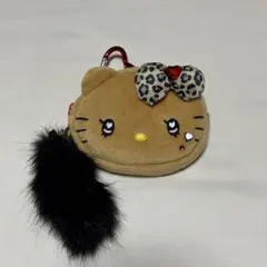 【新品】しまむら×サンリオ　ギャルハローキティフリースポーチ ヒョウ柄リボン付き