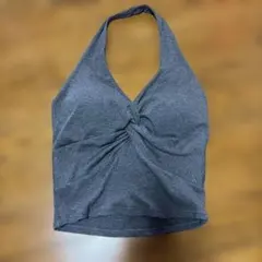 ホルターネック ヨガトップス グレー