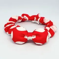 ☆176　猫の首輪　シュシュ首輪　ぷっくりリボン　ネームプレート別売