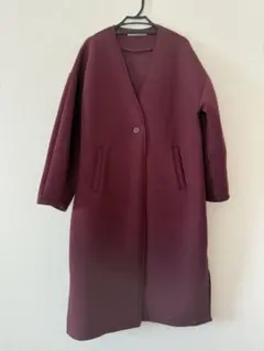 クリーニング済み！ブージュルード ボルドー パープル ノーカラー コート