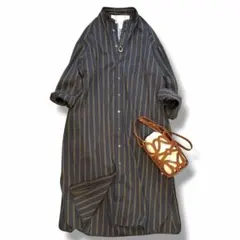 美品 ティッカ ビッグスクエアロングシャツ ワンピース 高級生地