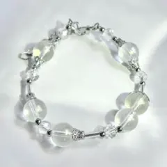 クリア シルバー ビーズ ブレスレット ハンドメイド