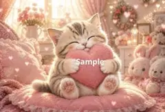 好きすぎて滅♡ 猫 ハート ポストカード デジタルアー