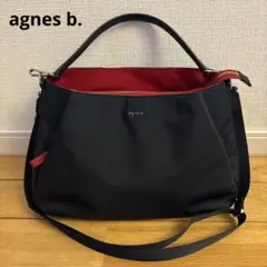 美品　アニエスベー　ショルダーバッグ　2way ハンドバッグ ネイビー×レッドのサムネイル