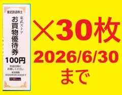 30枚セット(3000円分)2026/6/30迄 東武ストアお買物優待券⑥