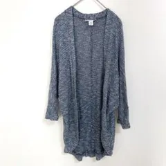 美品✨カーディガン【L】ニット セーター ネイビー 長袖 ロング 無地 シンプル