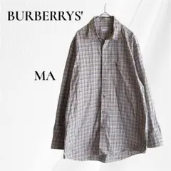 ◇ バーバリーズ 長袖シャツ ブラウン チェック　M　ロゴ刺繡　日本製　メンズ