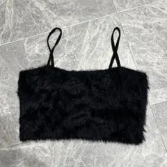 GU レディース ファー ビスチェ 黒 ブラック