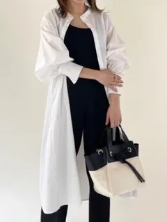 sherry island バンドカラー　ロングシャツワンピース　ホワイトのサムネイル