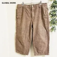 グローバルワーク　ハーフパンツ　XL 茶 コットン混　カジュアル　着回し　楽ちん