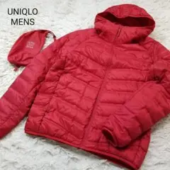 防風防寒UNIQLO収納袋付メンズSウルトラライトダウンシームレスパーカー赤