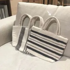 無印良品　インドの手織り　シェニール　ミニトートバッグのサムネイル