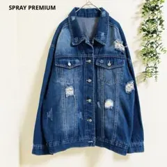 スプレイプレミアム ダメージデニムジャケット F オーバーサイズ　ヴィンテージ風