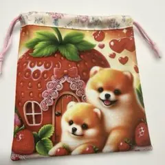 ☘️SALE品　ハンドメイド　巾着袋　 ポメラニアン柄