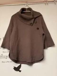 s*i様 UNTITLED チャコールグレー ボタン付きハイネックニット 五〜七