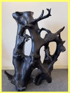 天然木　花台　アートオブジェ 高さ81cm 黒