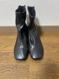 ショートブーツ ヒール ブラック 25cm