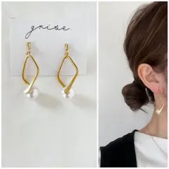 449 ゴールド　パール　ハンドメイド　ピアス　イヤリング　卒業式　セレモニー