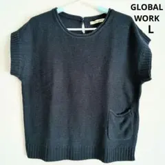 GLOBAL WORK ニットベスト L ブルーグリーン 半袖ニット セーター