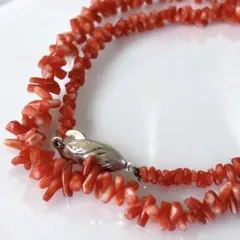 血赤珊瑚 ビーズ グラデーションネックレス シルバー刻印 本珊瑚 枝珊瑚