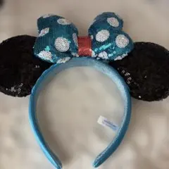 ディズニー カチューシャ スパンコール 青 水玉 ミニー Disney