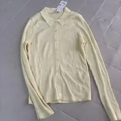 UNIQLO リブポロカーディガン イエロー M